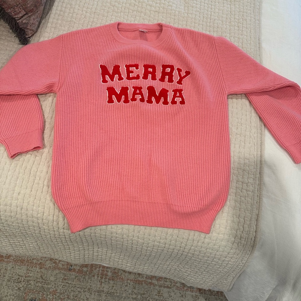 Cozy Pink 'Merry Mama' Crew Neck Sweater